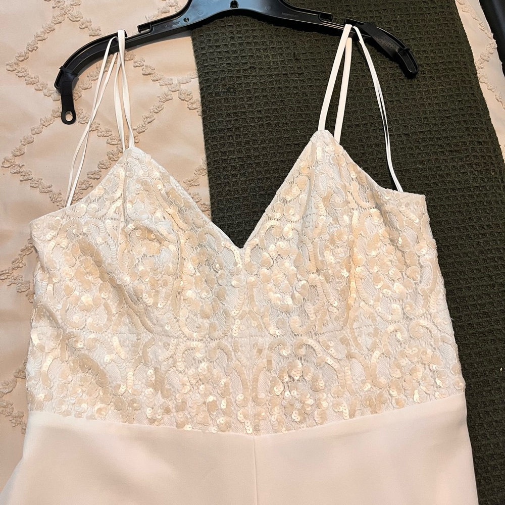 Express Ivory Sequin Lace Jumpsuit